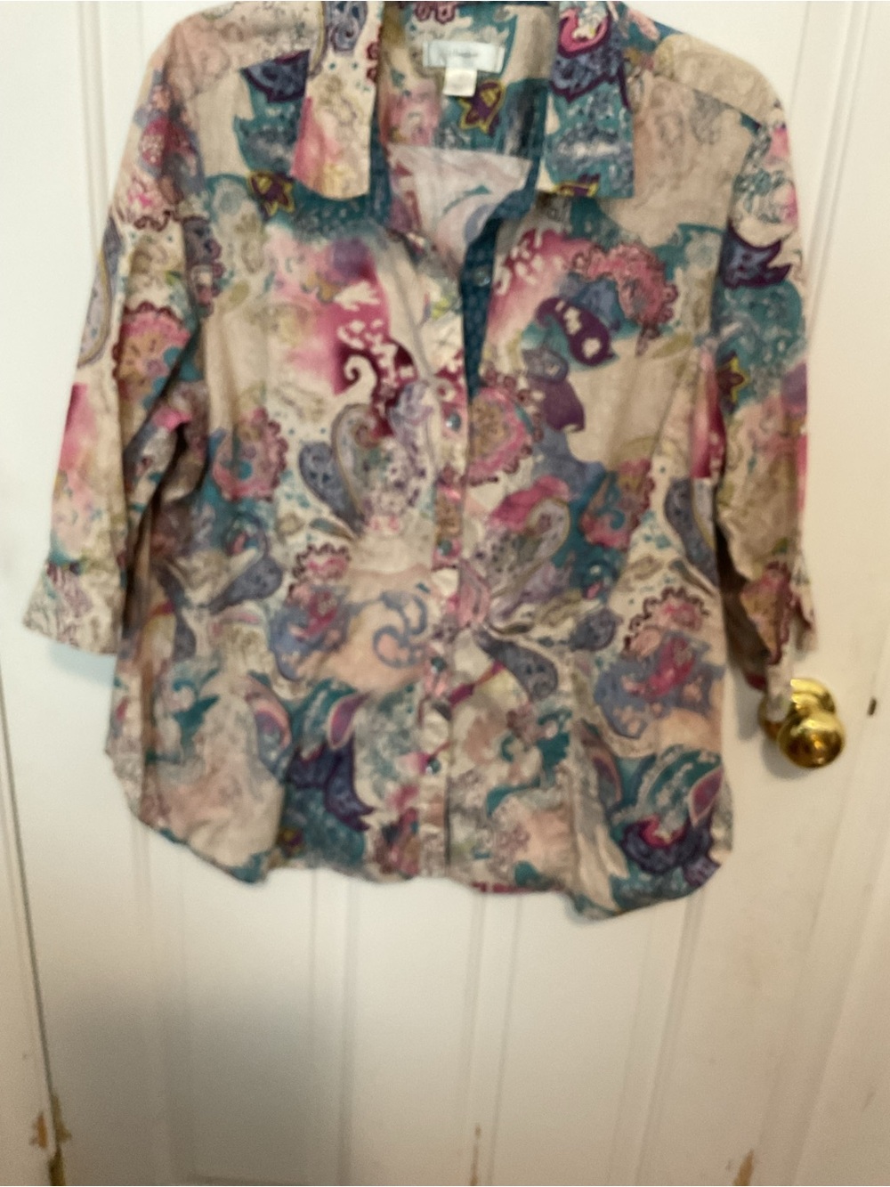 CJ Banks Multicolor Paisley Button-Down Shirt